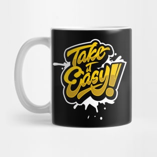 ake it Easy Retro Style Outdoors - Funny Saying Design 60's , 70's and 80's Fashion Mug